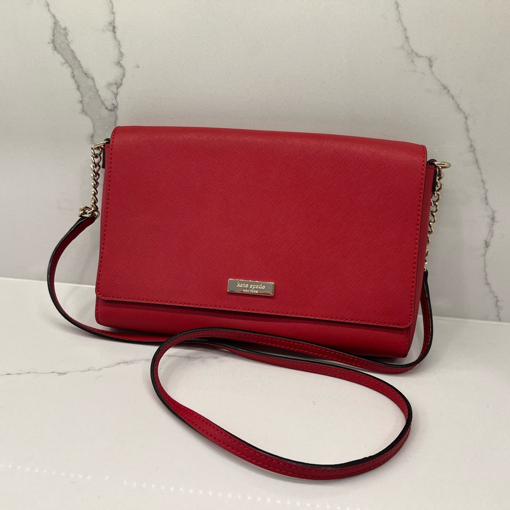 kate spade Red Crossbody Shoulder Bag with Gold Chain